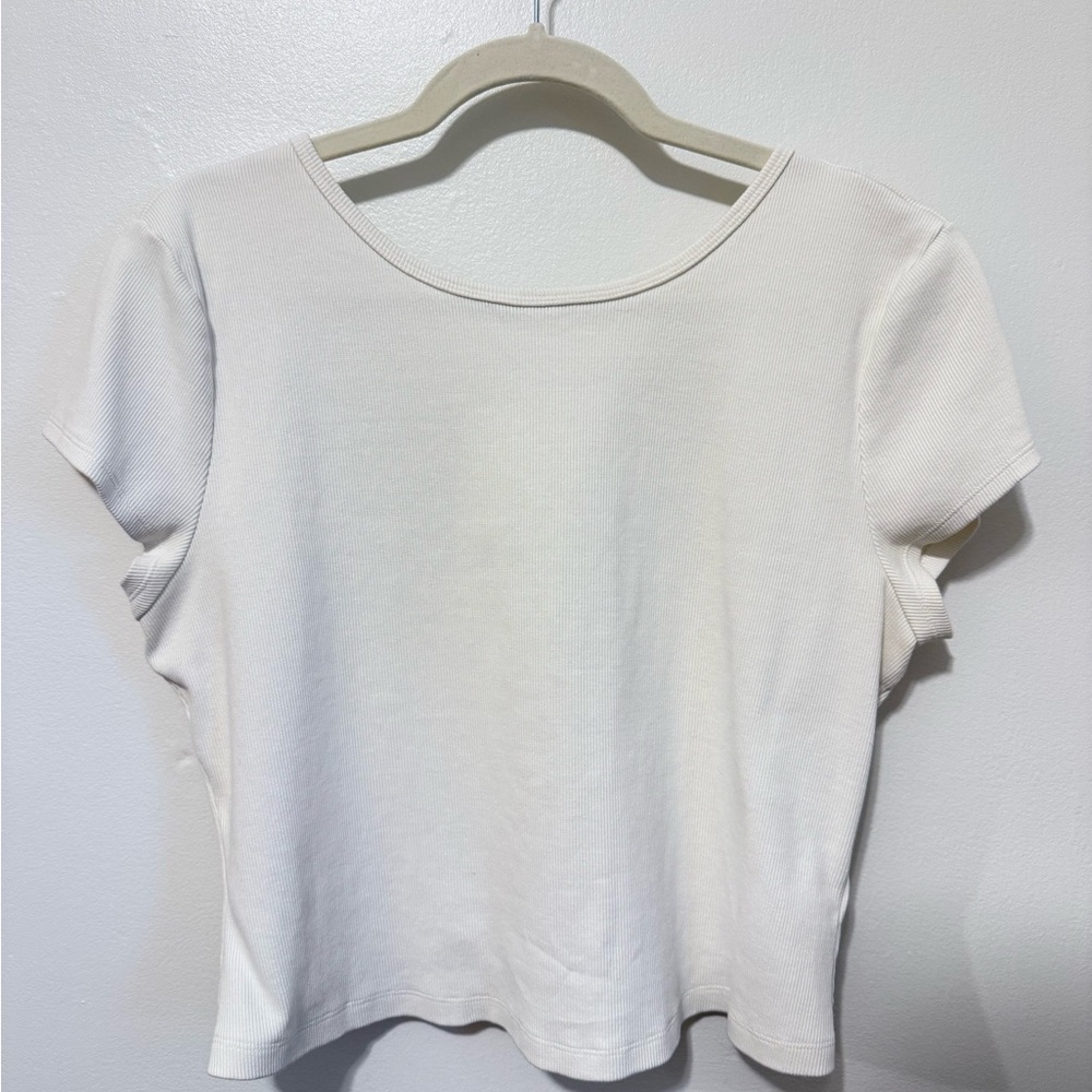 UPWEST CROP TOP WOMENS XL CLEAN GIRL MINIMALIST COQUETTE WHITE